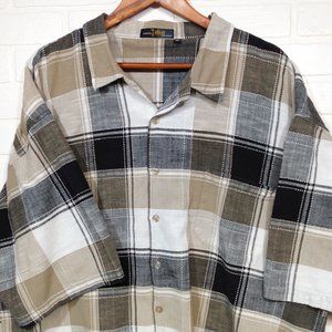 linen Trust Collection men's tropical summer plaid short sleeve button shirt 5XL